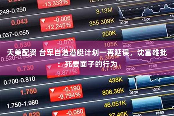 天美配资 台军自造潜艇计划一再延误，沈富雄批：死要面子的行为