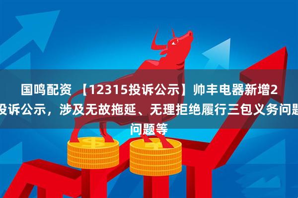 国鸣配资 【12315投诉公示】帅丰电器新增2件投诉公示,涉及无故拖延、无理拒绝履行三包义务问题等